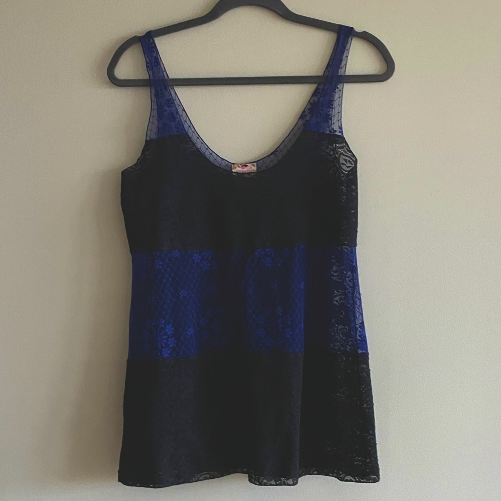 Intimately free people blue and black lace top